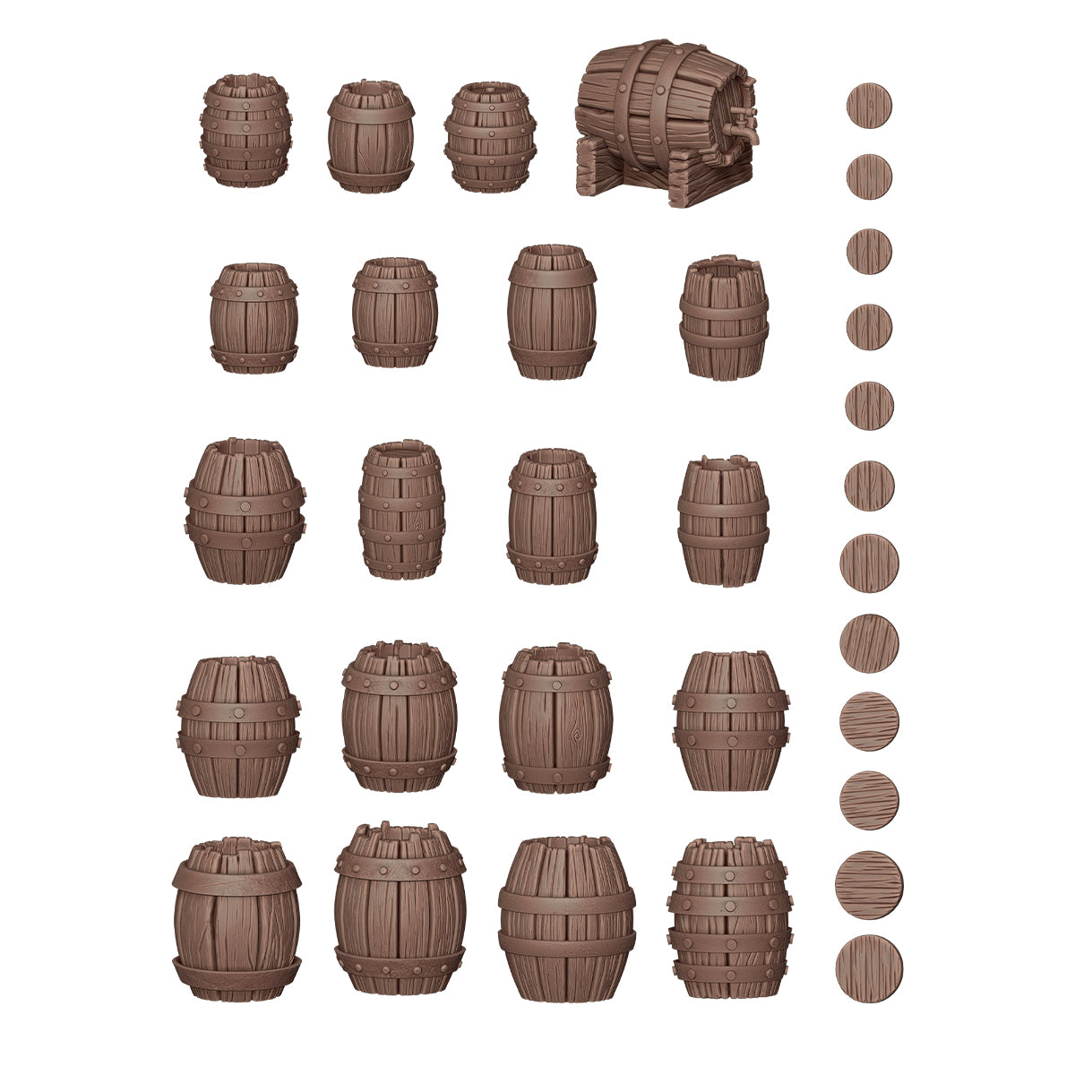 Basing Bits - Wood Barrels 32 Pieces
