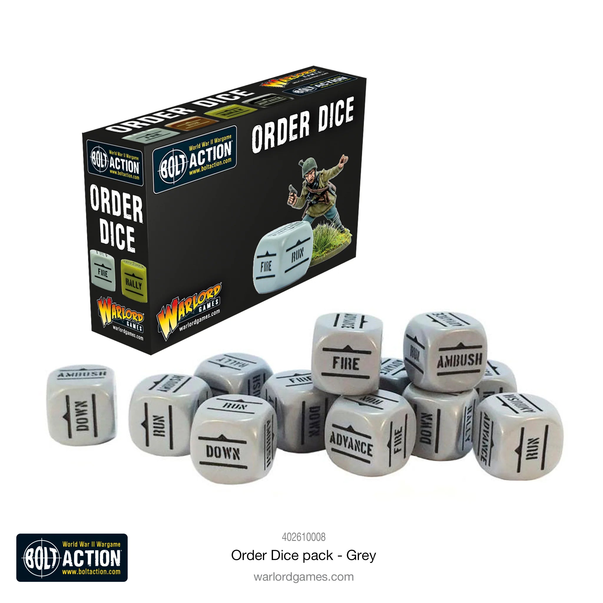 Bolt Action: Orders Dice Pack - Grey (English)