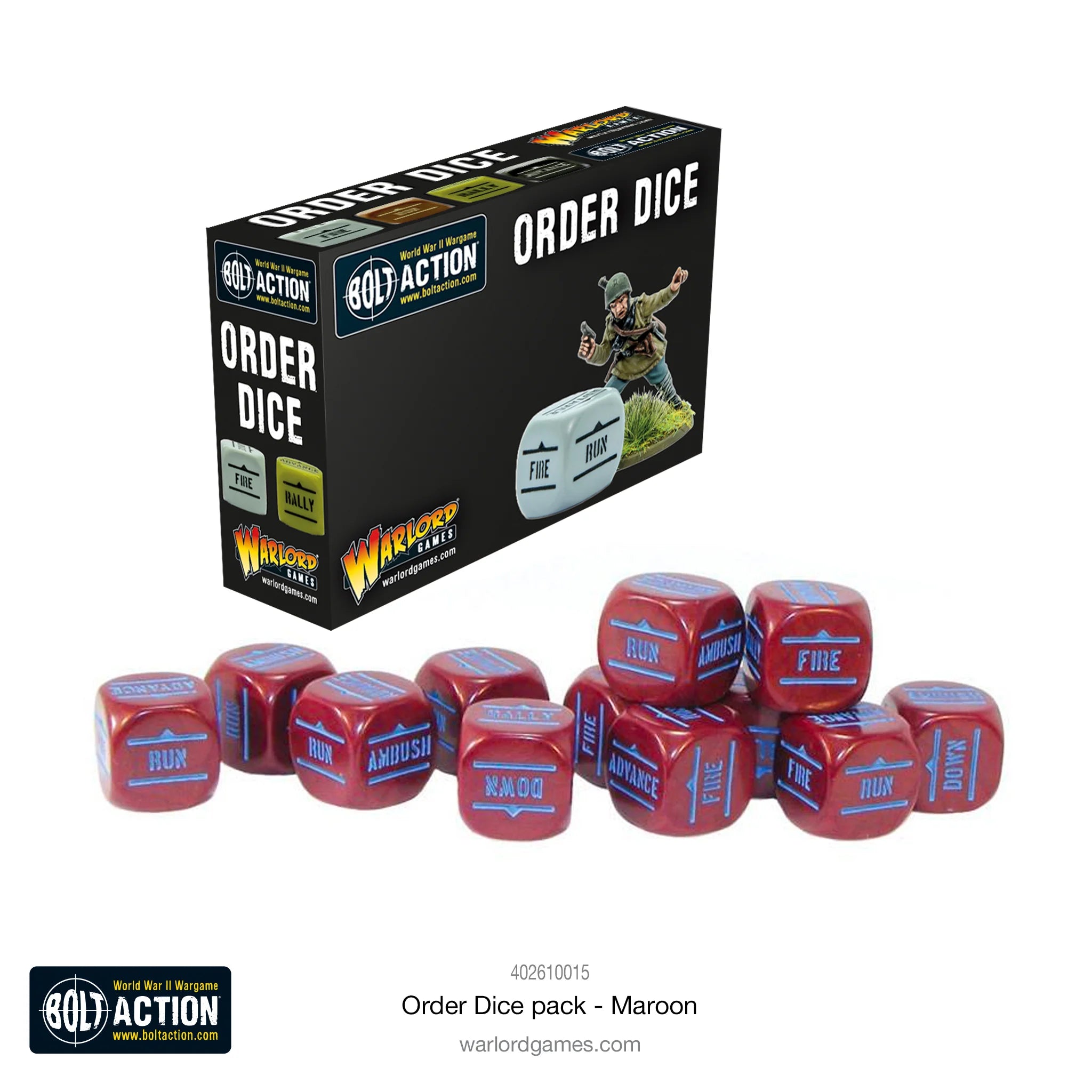 Bolt Action: Orders Dice Pack - Maroon (English)