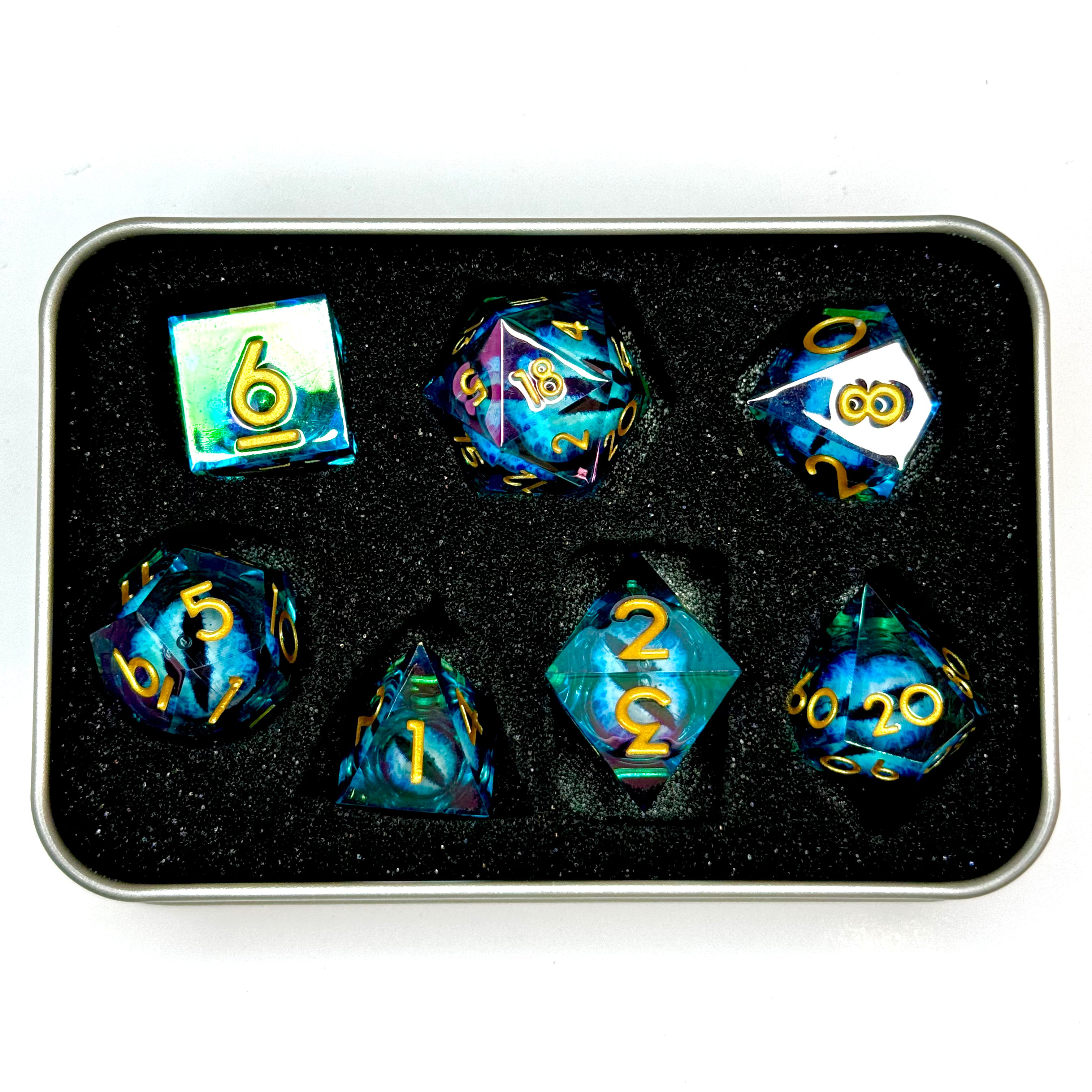 Resin Liquid Core Eye 7 Dice Set - Chromatic