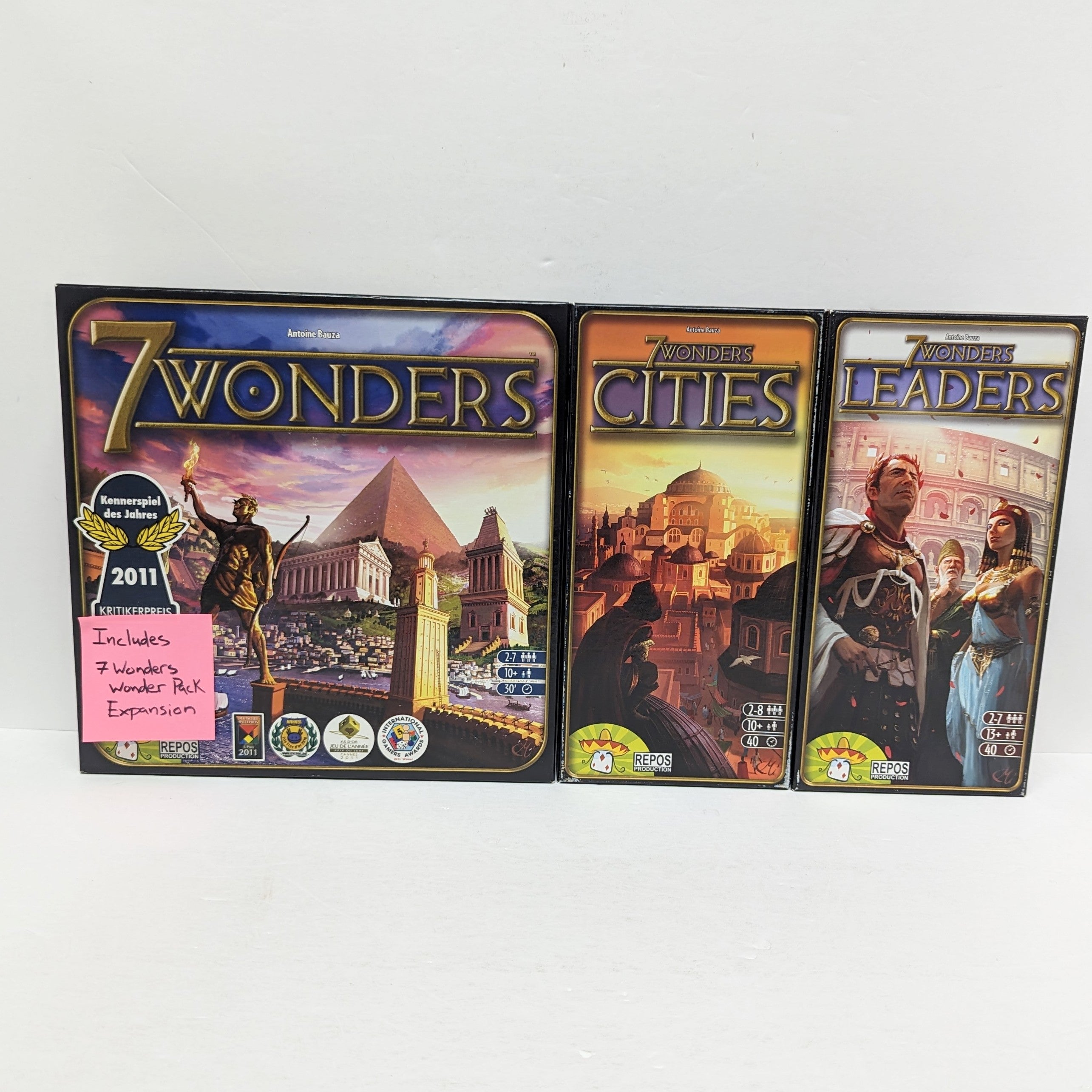 7 Wonders + Cities Expansion + Leaders Expansion + Wonders Pack Expansion (Bundle) (Used)