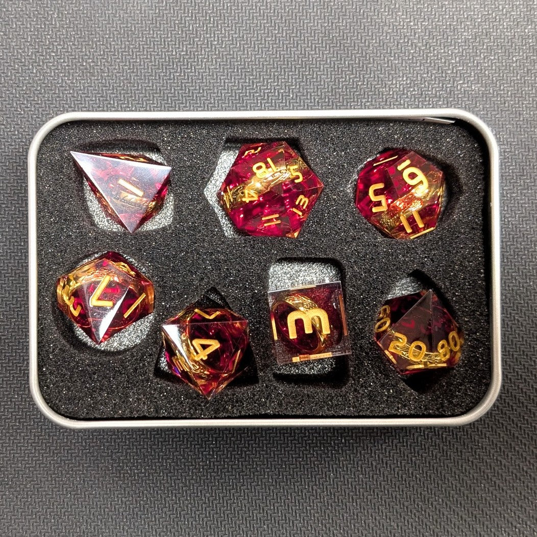Ensemble de 7 dés en résine L'Anneau Unique - Rouge
