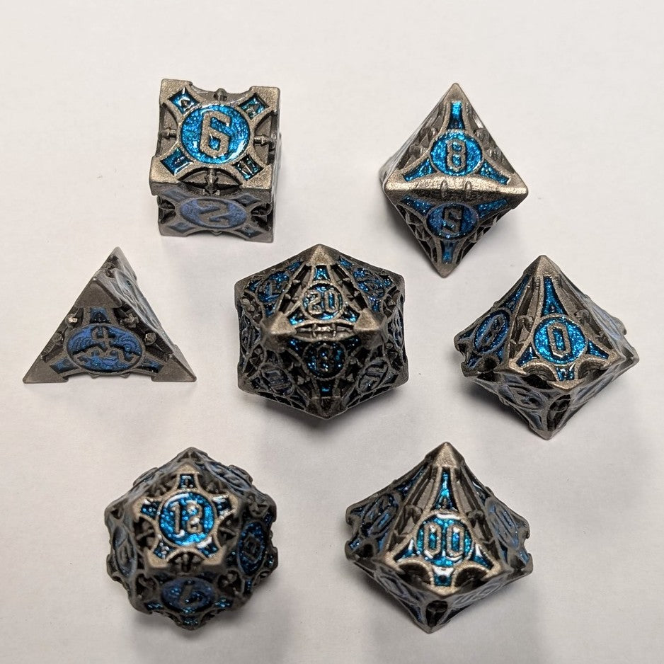 Set de 7 dés Heavy Metal - Acier/Bleu