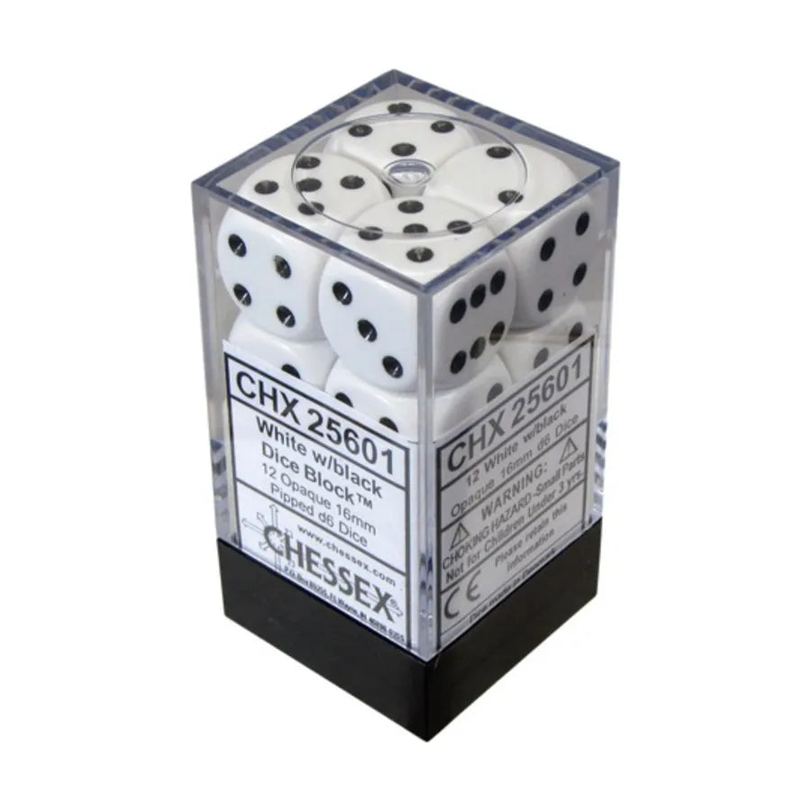 Opaque 12D6 Blanc / Noir Pips 16 MM