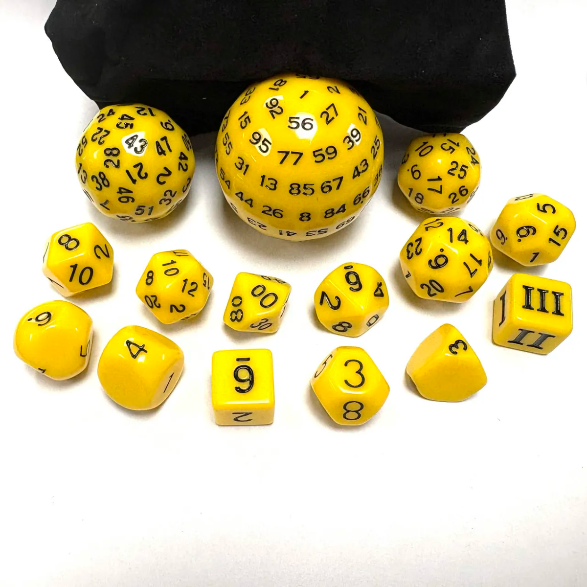 15px Dice Set D3-D100 - Yellow and Black