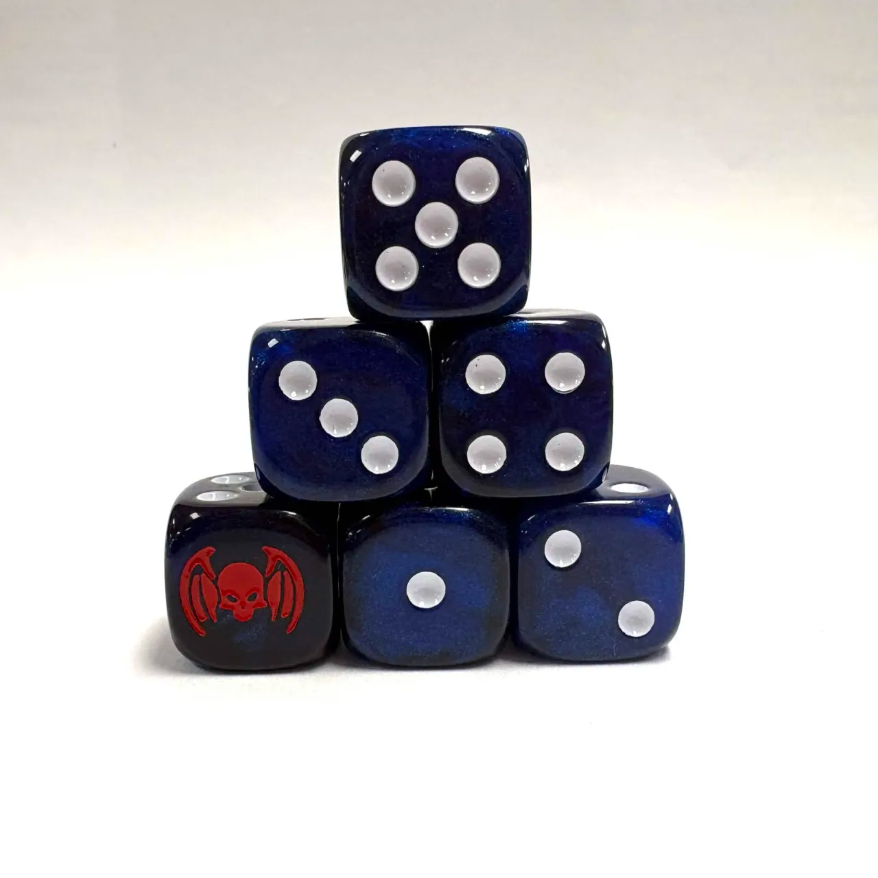 Wargaming 12 Dice Set - Cosmos Blue with White and Red Pips