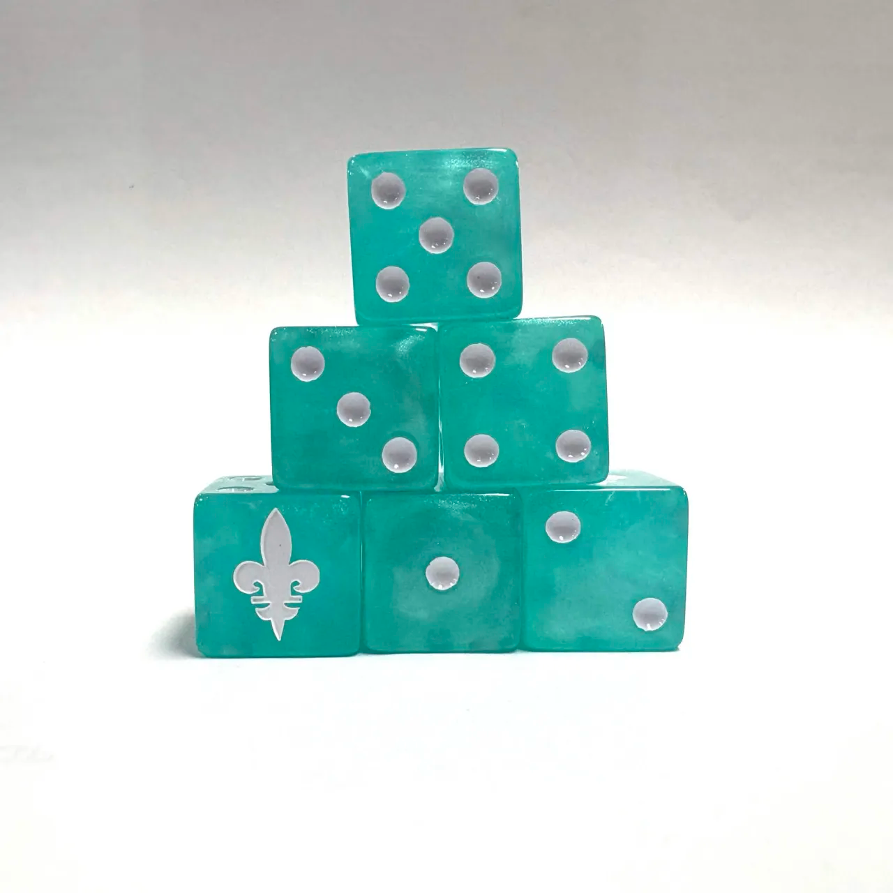 Wargaming 12 Dice Set - Shiny Teal with White Pips