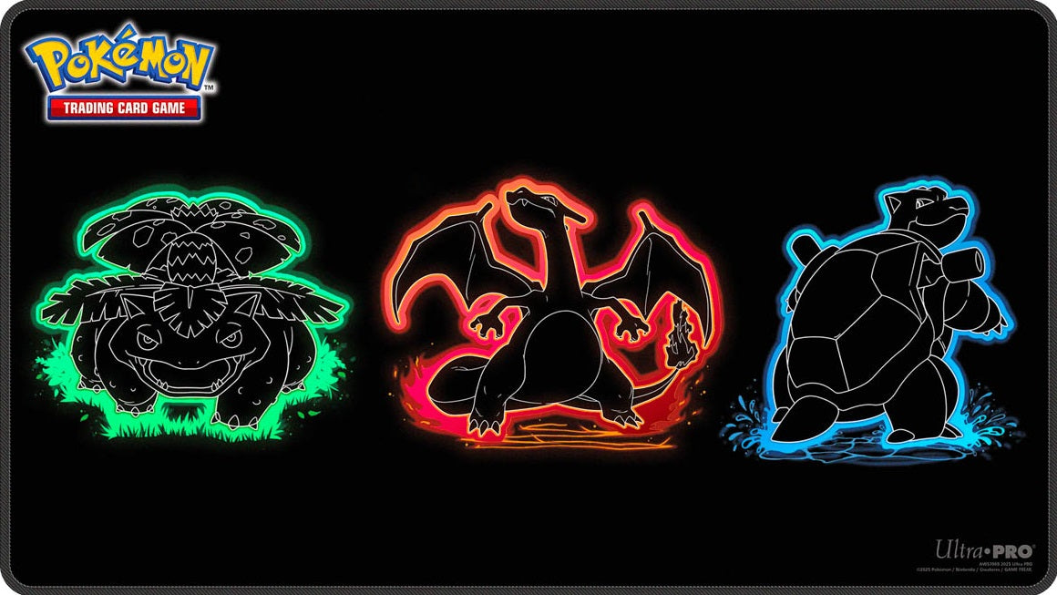 Pokemon TCG Foil Playmat: Neon Kanto Starters