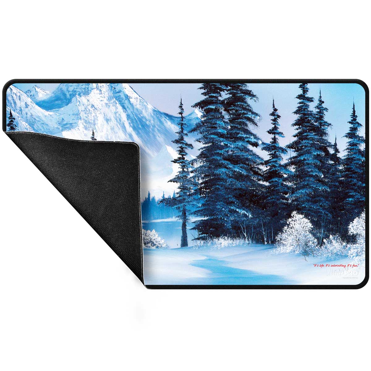 Tapis de jeu Bob Ross à coutures noires - Paradis d'hiver