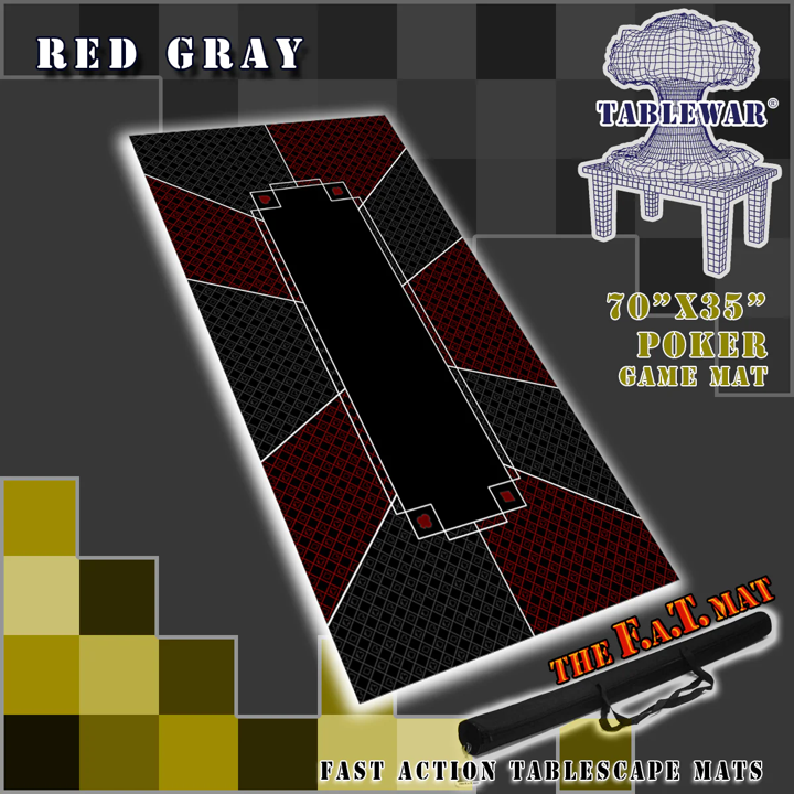 Tapis FAT : Poker - Rouge et Gris 70"x35"