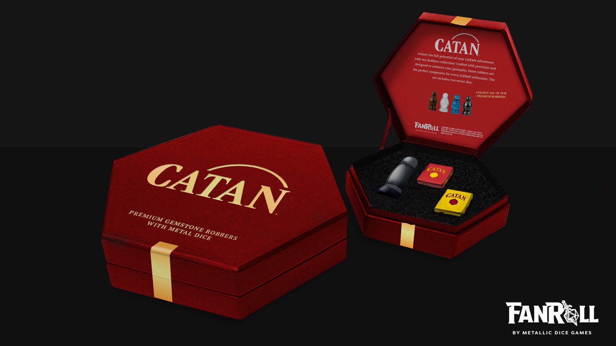Coffret Catan Premium Voleur et Dés en Métal : Hématite