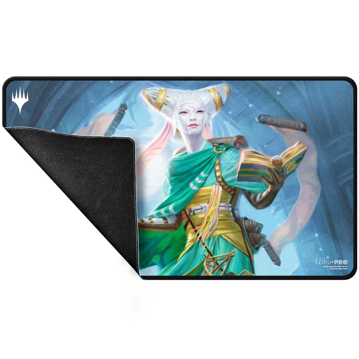 Tapis de jeu Magic: The Gathering - Innistrad Remastered : Planeswalker Tamiyo (cousu noir)
