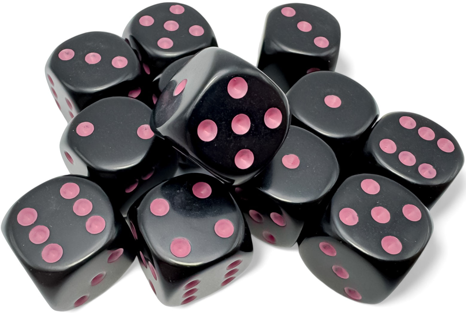 Opaque 12D6 Black / Pink Pips 16 MM