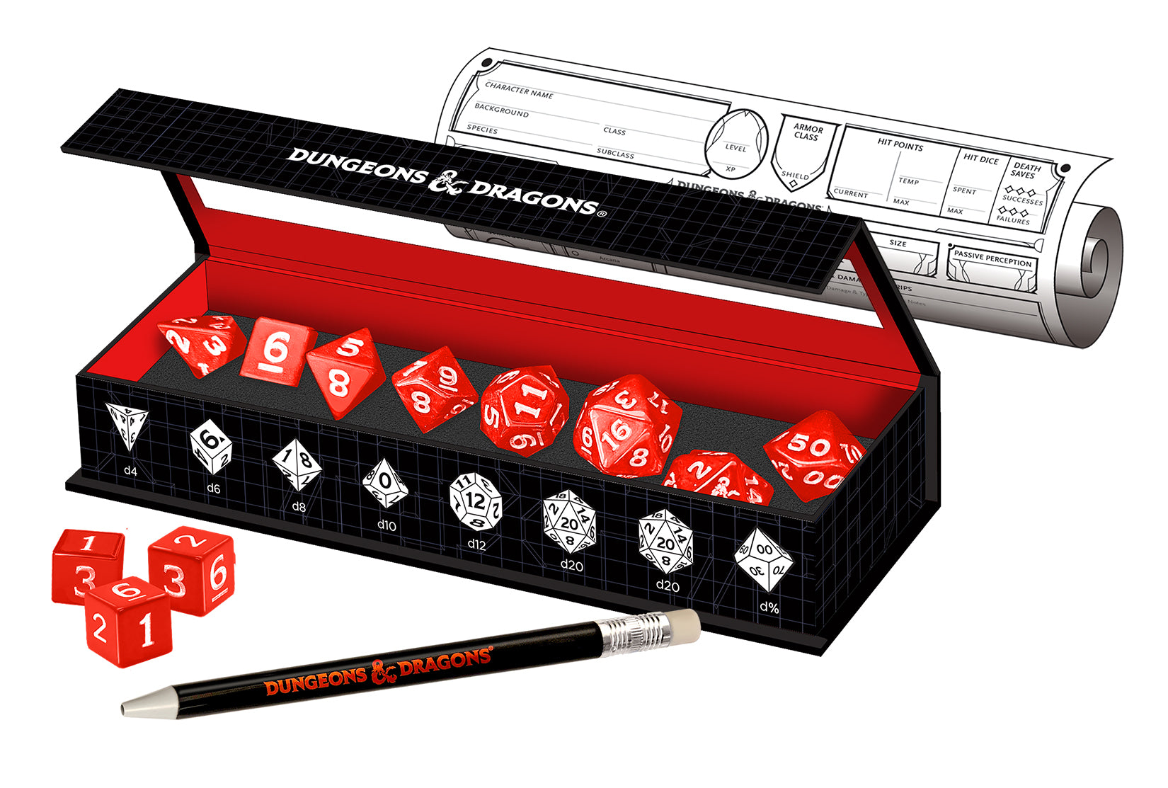 Ensemble de dés New Adventurer de Dungeons & Dragons - Rouge