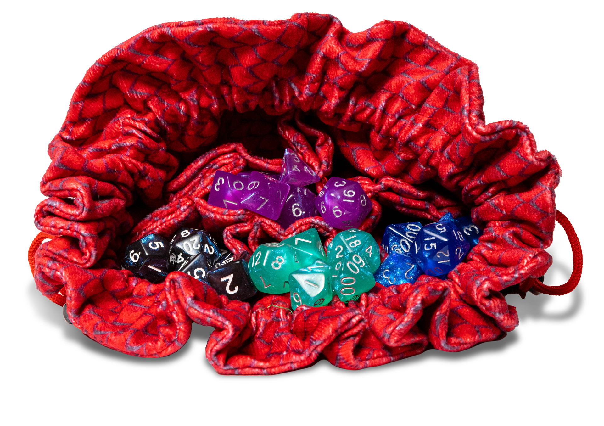 Pochette à dés en velours avec compartiments et poches : Rouge Tempête de Dragon