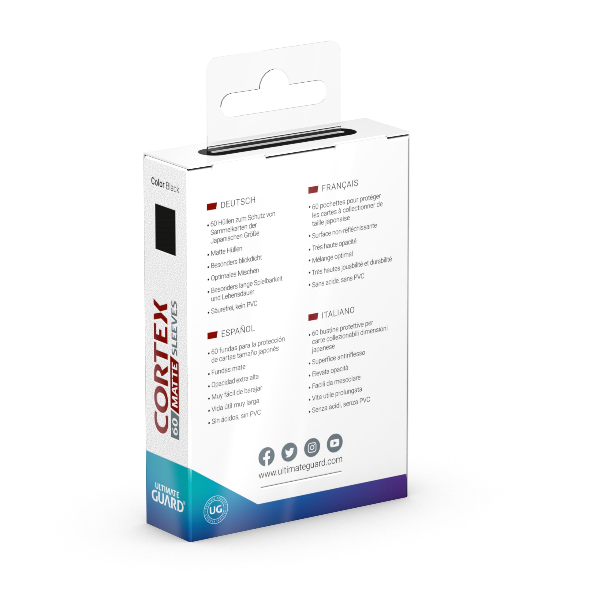 Cortex Japanese Size Matte Sleeves: Black 60CT