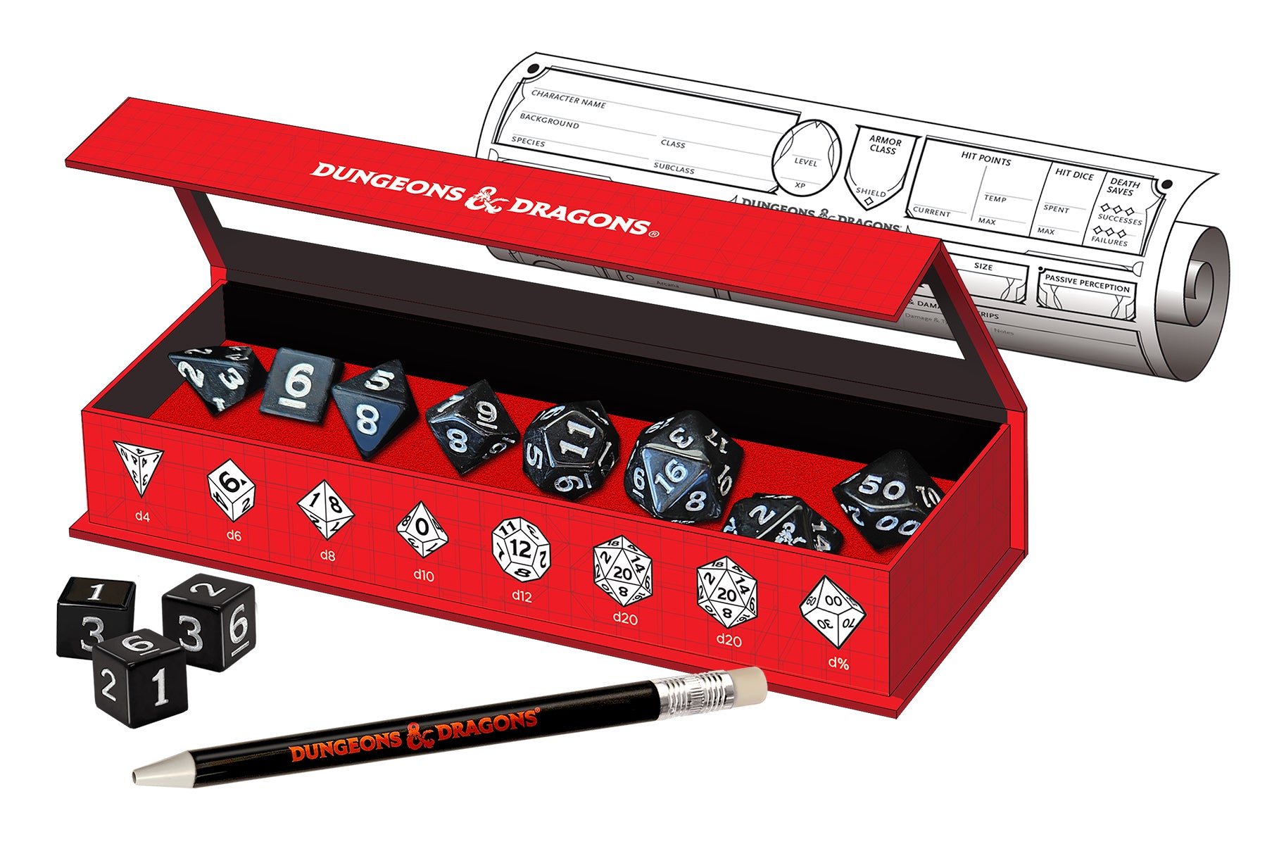 Ensemble de dés New Adventurer de Dungeons & Dragons - Noir