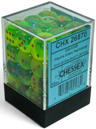 Gemini: 36D6 Plasma Green-Teal/Orange Luminary 12MM