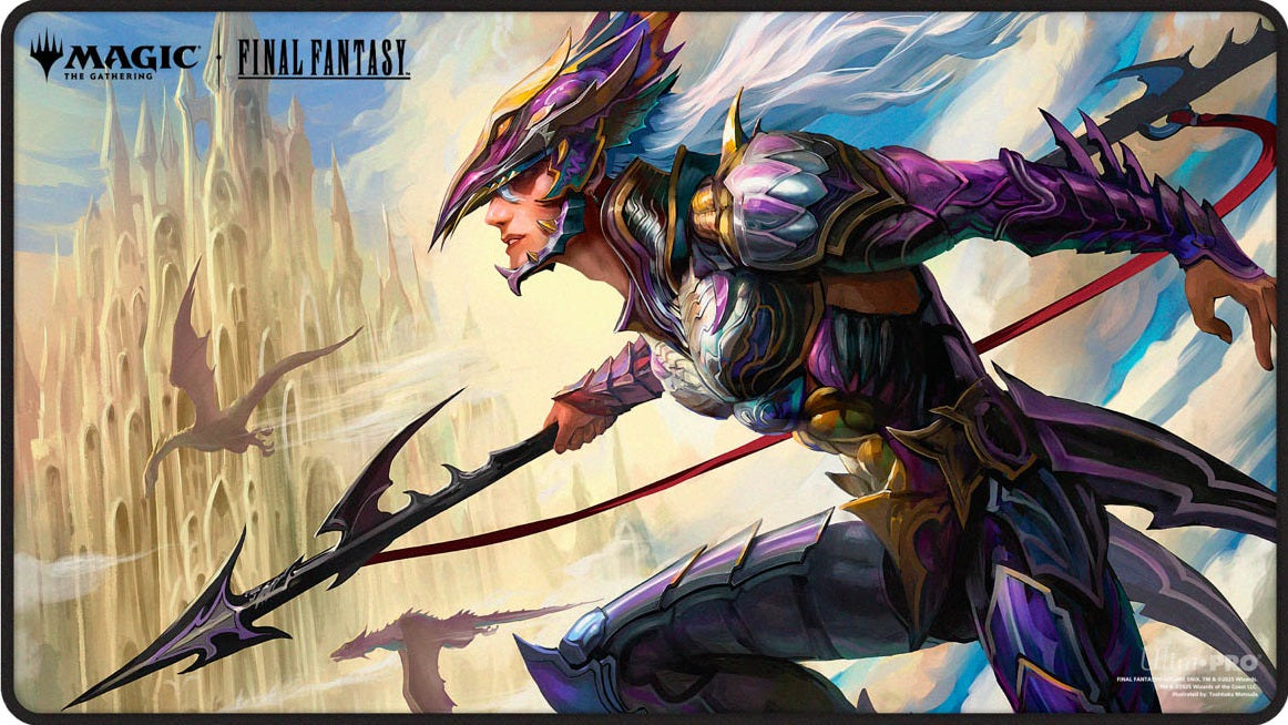 final fantasy mat mtg ULTRA PRO: MAGIC THE GATHERING: UNIVERSES BEYOND: FANTASY: BLACK STITCHED PLAYMAT PREMIUM Z Made with a soft fabric material to reduce damage to cards during play MTG FINAL FANTASY Sephiroth Playmat