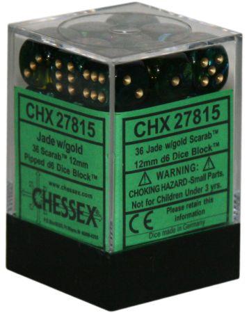 Scarabée : 36D6 Jade/Or 12 mm