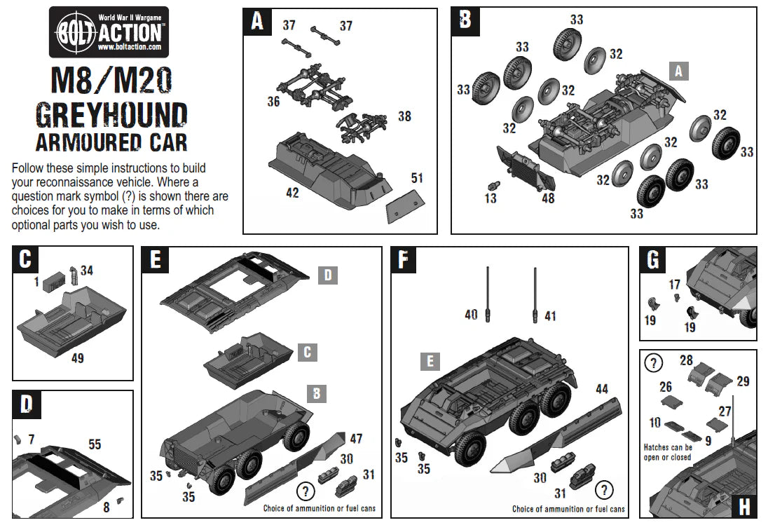 Bolt Action M8/M20 Greyhound Scout Car (Plastic Box) (English)