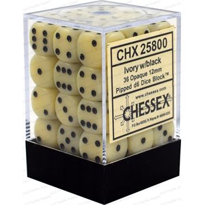Opaque : 36D6 Ivoire / Noir 12MM