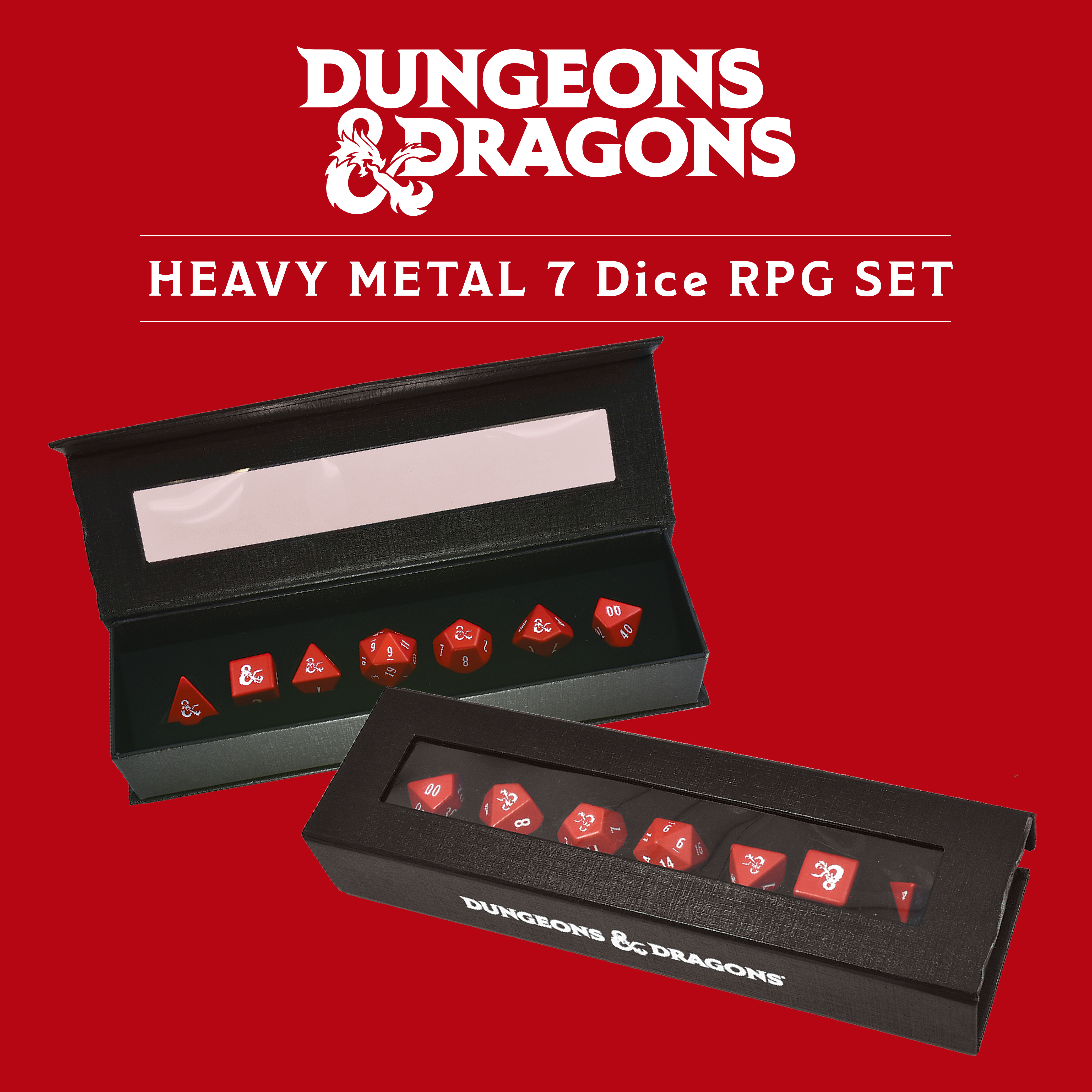 Dungeons & Dragons Heavy Metal Red and White RPG Dice Set