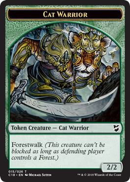 Cat Warrior // Elemental Double-Sided Token (15 // 16) [Commander 2018]