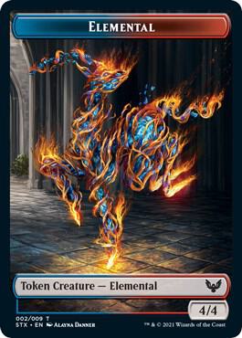 Elemental (2) // Fractal (3) Double-Sided Token (2 // 3) [Strixhaven: School of Mages]