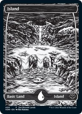 Island (Moonlit Land) (Foil Etched) (409) [WPN & Gateway Promos]