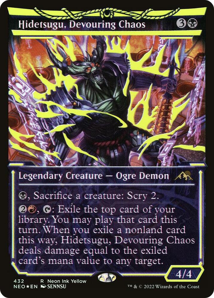 Hidetsugu, Devouring Chaos (Neon Yellow) (WPN Exclusive) (432) [Kamigawa: Neon Dynasty] [Showcase]