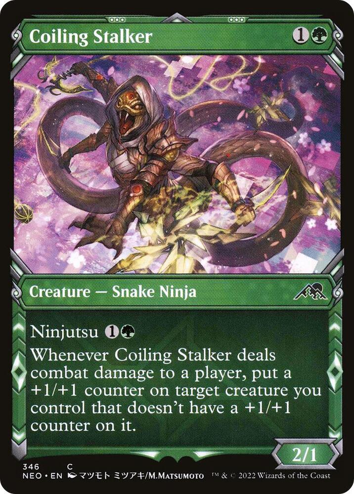 Coiling Stalker (Showcase) (346) [Kamigawa: Neon Dynasty] [Showcase]
