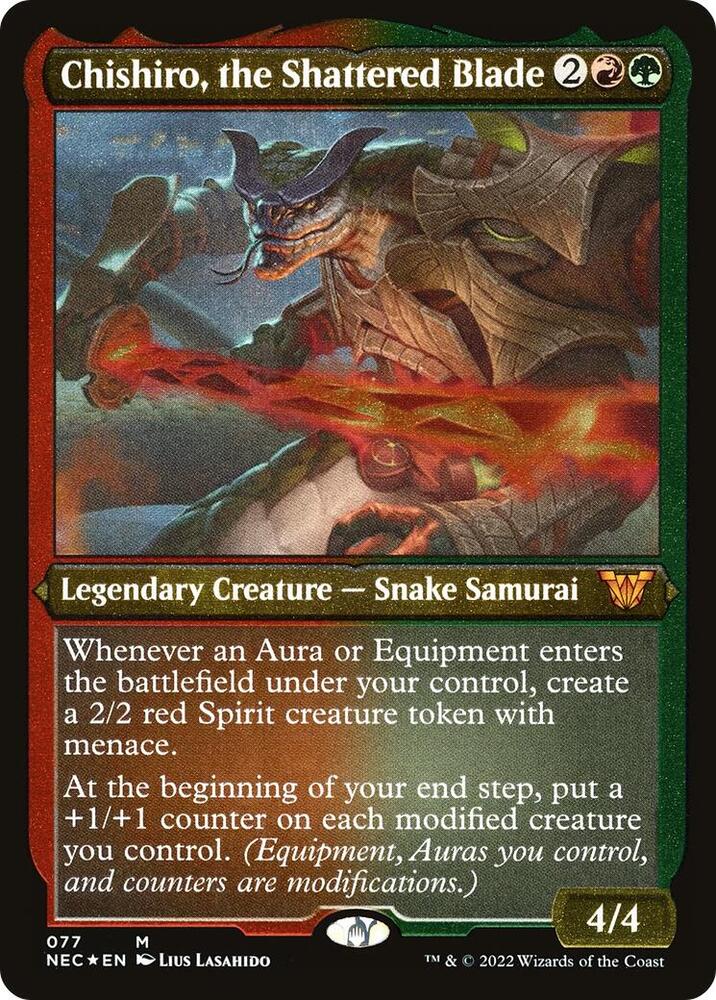 Chishiro, the Shattered Blade (Display Commander) - Thick Stock (77) [Neon Dynasty Commander] [Etched]