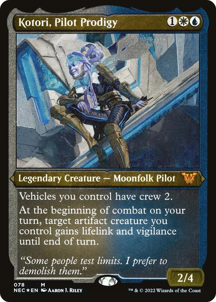 Kotori, Pilot Prodigy (Display Commander) - Thick Stock (78) [Neon Dynasty Commander] [Etched]