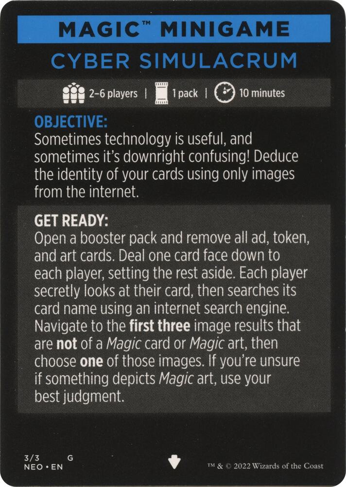 Magic Minigame: Cyber Simulacrum (3) [Kamigawa: Neon Dynasty]