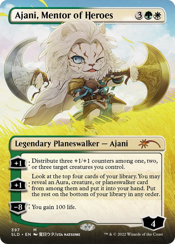 Ajani, Mentor of Heroes (Borderless) (397) [Secret Lair Drop] [Borderless]