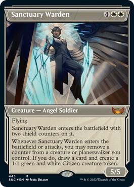 Sanctuary Warden (Showcase) (Foil Etched) (443) [Streets of New Capenna] [Showcase]
