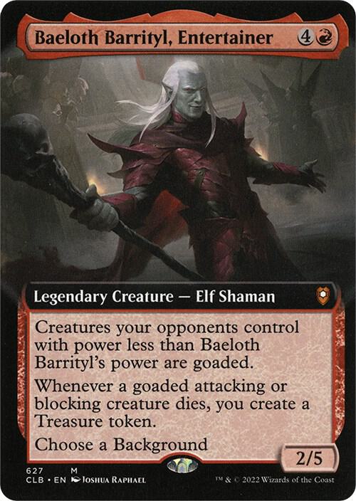 Baeloth Barrityl, Entertainer (Extended Art) (627) [Commander Legends: Battle for Baldur's Gate] [Extended Art]