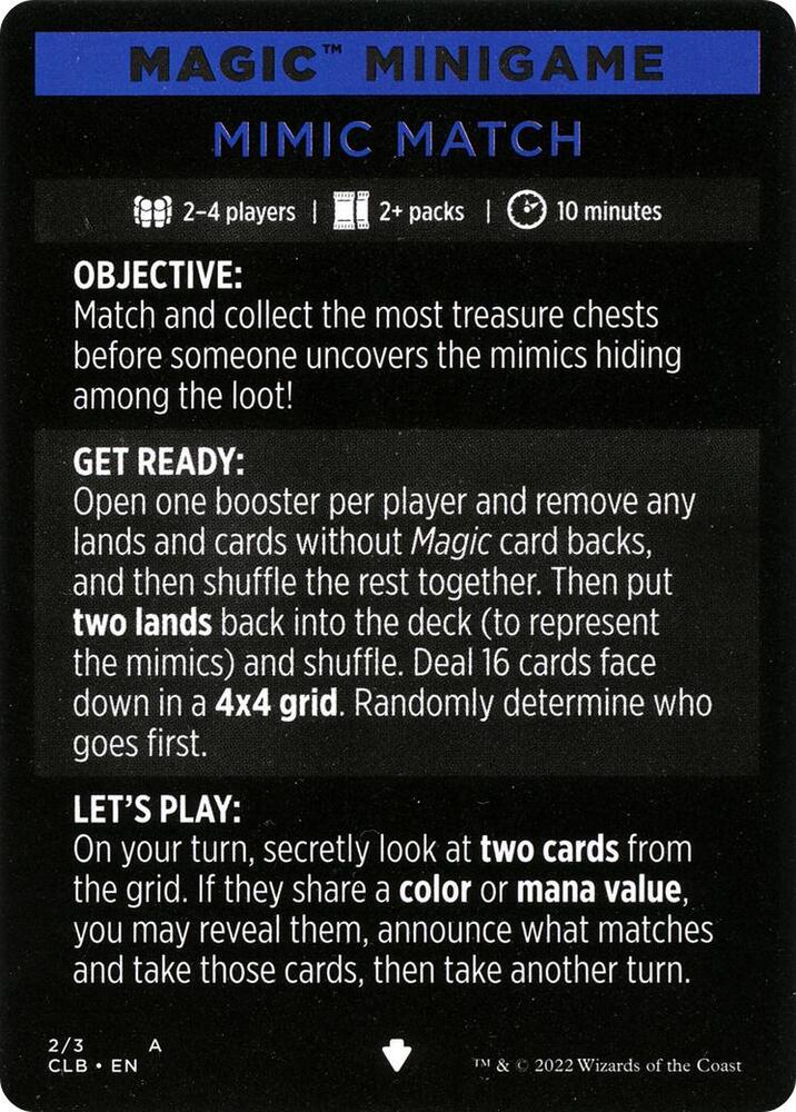 Magic Minigame: Mimic Match (2) [Commander Legends: Battle for Baldur's Gate]