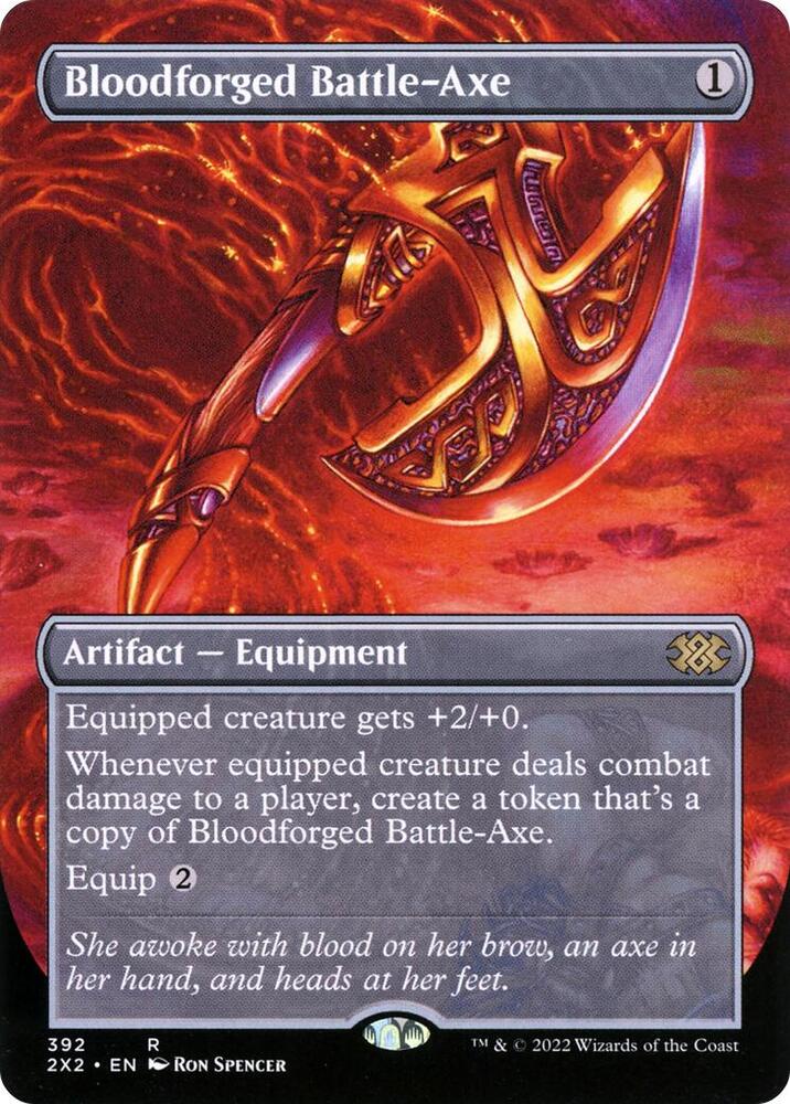 Bloodforged Battle-Axe (Borderless) (392) [Double Masters 2022] [Borderless]