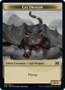 Cat Dragon // Spirit (002) Double-Sided Token (19 // 2) [Double Masters 2022]