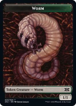 Worm // Aven Initiate Double-Sided Token (20 // 4) [Double Masters 2022]