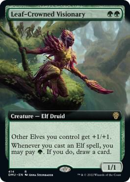 Leaf-Crowned Visionary (Extended Art) (414) [Dominaria United] [Extended Art]