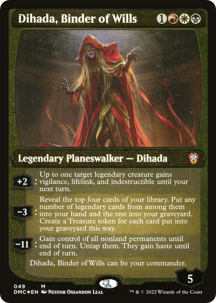 Dihada, Binder of Wills (Display Commander) - Thick Stock (49) [Dominaria United Commander] [Etched]