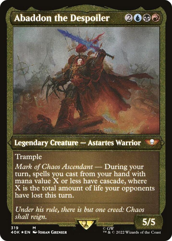 Abaddon the Despoiler (Display Commander) (Foil Etched) - Thick Stock (319) [Warhammer 40,000 Commander] [Etched]