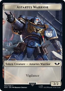 Astartes Warrior (001) // Clue Double-Sided Token (Surge Foil) (1 // 21) [Warhammer 40,000 Commander]