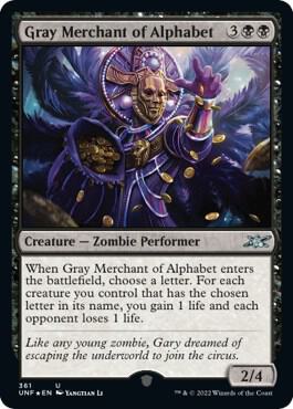 Gray Merchant of Alphabet (Galaxy Foil) (361) [Unfinity]