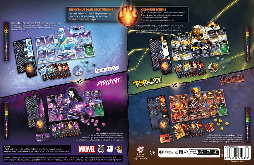 Dice Throne: Marvel X-Men Ice Man vs. Psylocke vs. Storm vs. Wolverine (French)