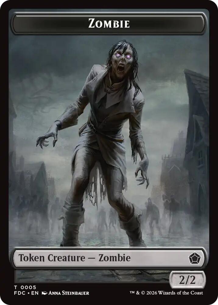 Zombie // Zombie Knight Double-Sided Token (5 // 6) [Foundations Commander]