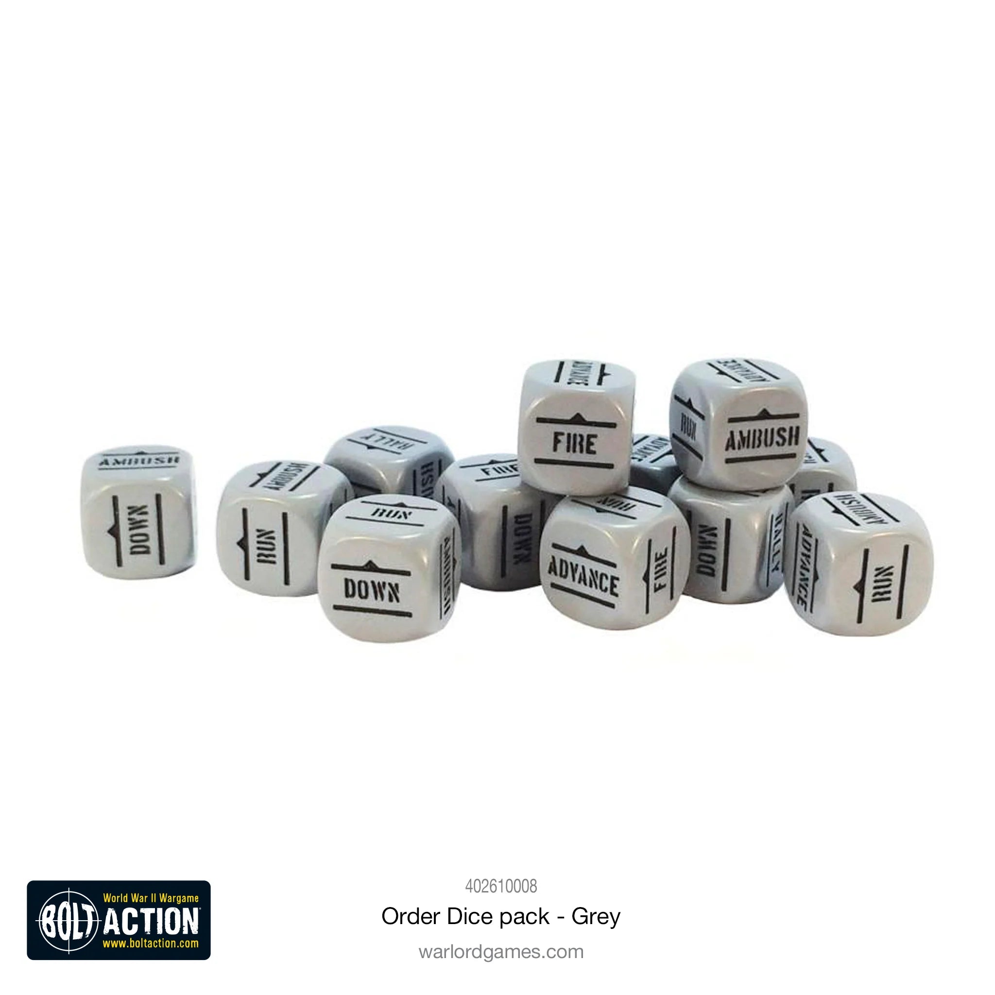 Bolt Action: Orders Dice Pack - Grey (English)